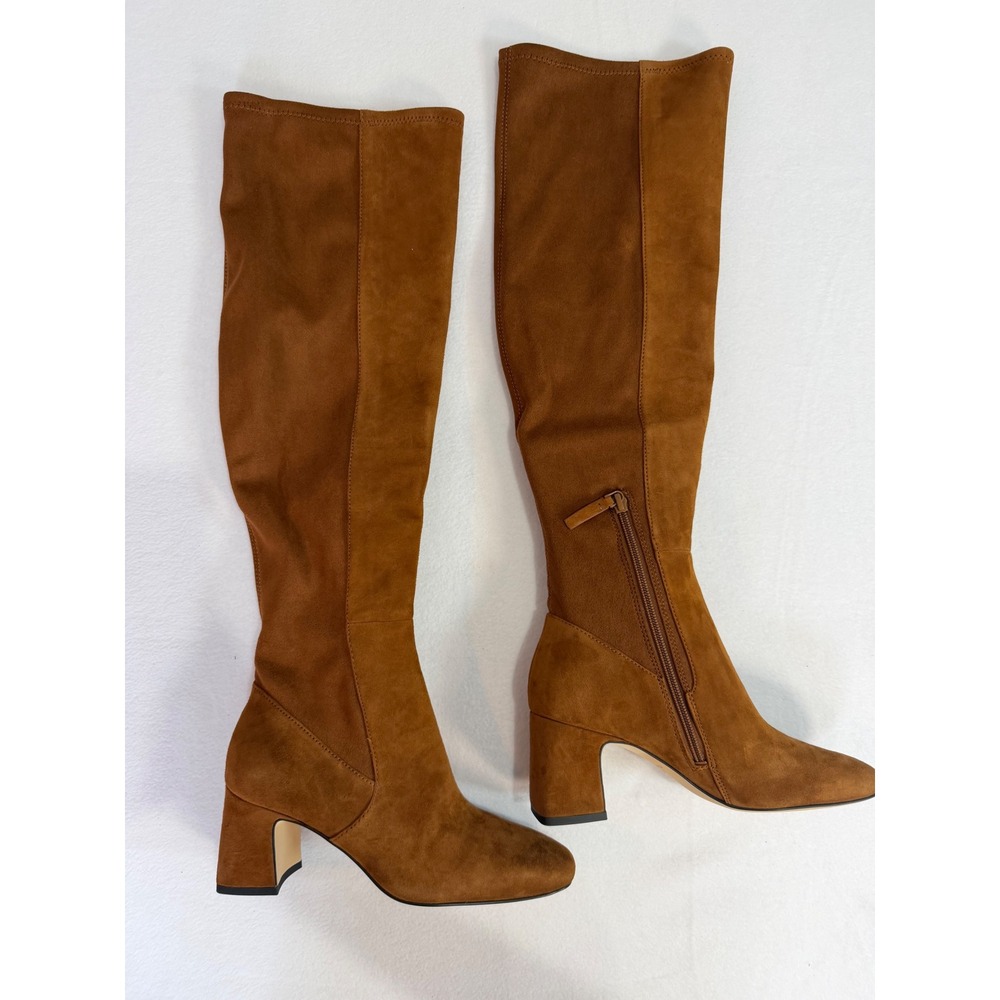 Cole Haan Georgette  Boot Womens 6 Brown Tobacco Suede Block Heel Tall Classic - Picture 2 of 12